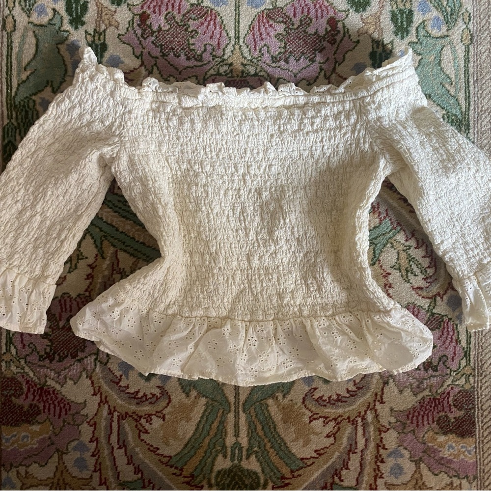 American Eagle Outfitters Butter Yellow Puff Sleeve Peplum Blouse
